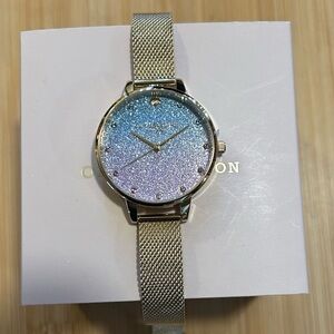 Olivia Burton Under The Sea Glitter Watch With 34mm Face & Golden MeshBraacelet